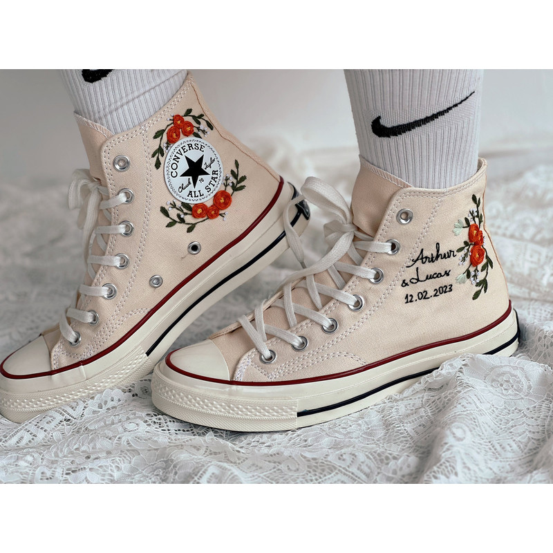 Embroidered ConverseWedding ConverseFlower ConverseCustom Converse Wedding Name And DateEmbroidered Converse High Tops Orange Rose - 3.jpg