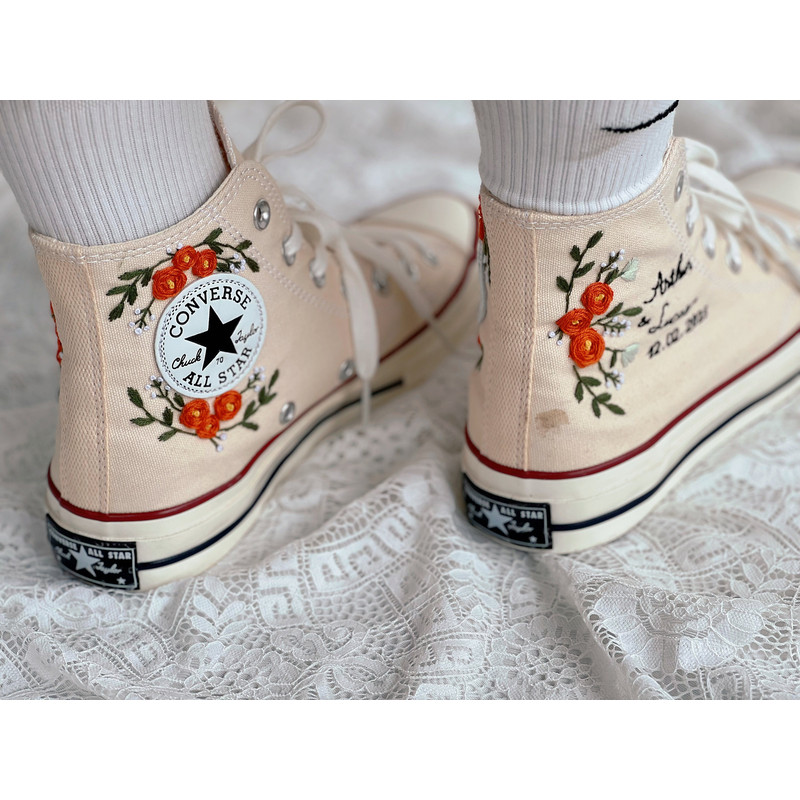 Embroidered ConverseWedding ConverseFlower ConverseCustom Converse Wedding Name And DateEmbroidered Converse High Tops Orange Rose - 4.jpg