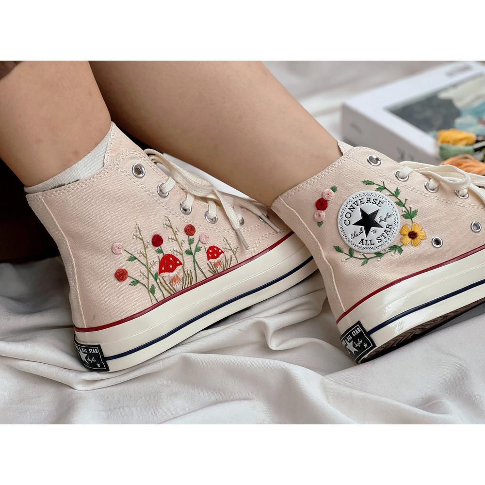 Mushroom ConverseEmbroidered ConverseEmbroidered Rose And Mushroom GardenConverse High Tops Chuck Taylor1970sFlowerConverse - 8.jpg