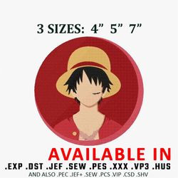 Luffy circle vector embroidery design, Anime Embroidery, Anime design, Anime shirt, Embroidered shirt, digital download
