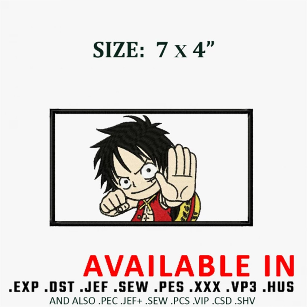 Luffy frame embroidery design