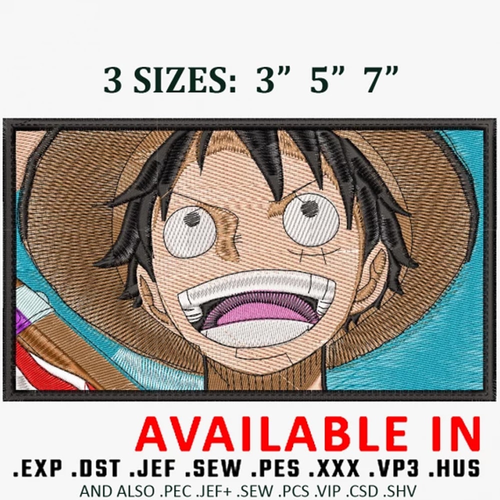 Luffy Laughs Embroidery Design
