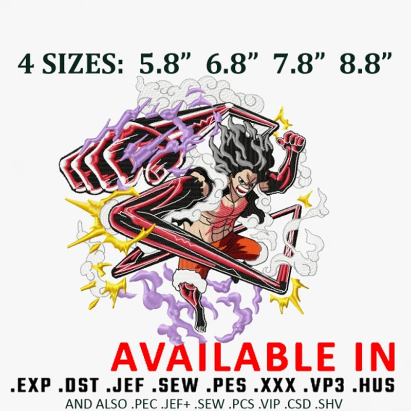 Snake Man Luffy Embroidery Design