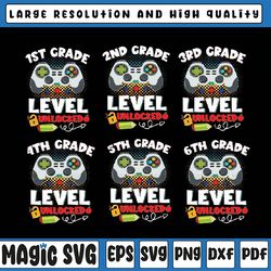 1st grade level unlocked gamer svg, grade bundle first day of school boys svg, back to school png, digital download