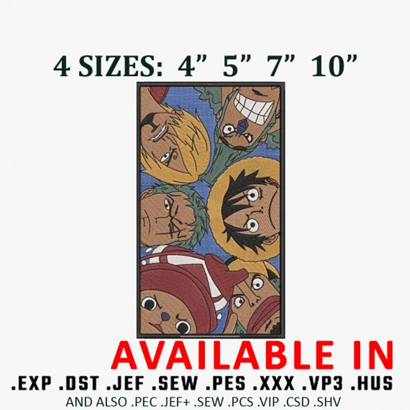 Luffy friends embroidery design