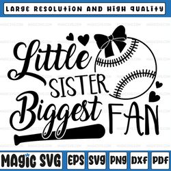 baseball sister svg, little sister biggest fan svg, baseball svg, baby girl baseball shirt svg cut files for cricut