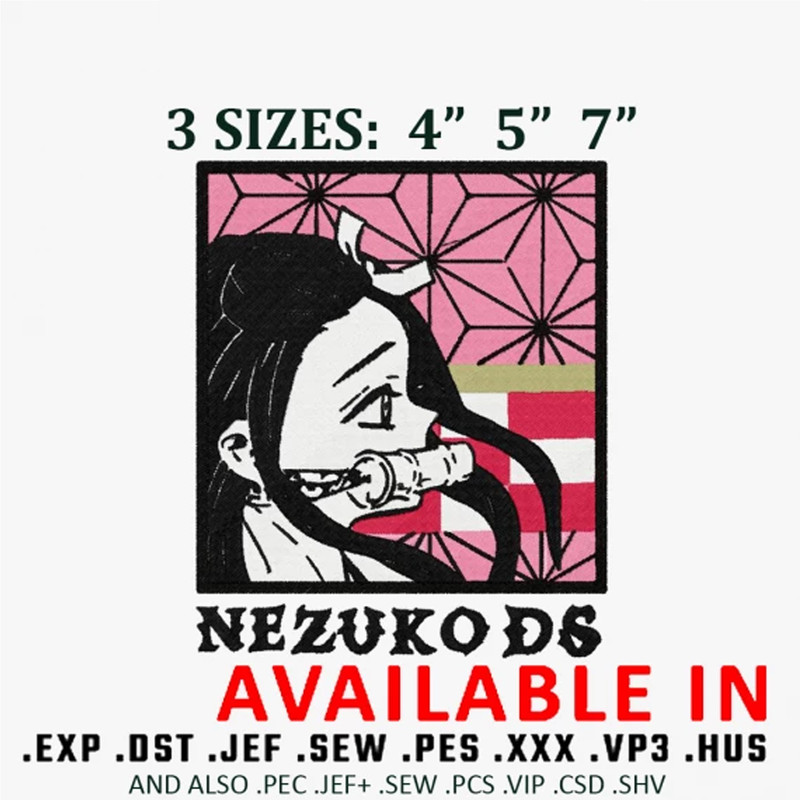Nezuko ds embroidery design