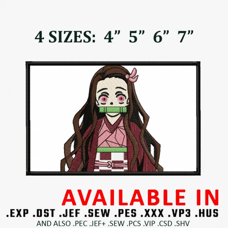 Nezuko baby cute embroidery design