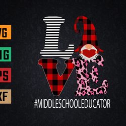 middle school educator love leopard appreciation valentine svg, eps, png, dxf, digital download