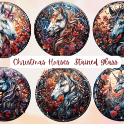 Christmas horses stained glass Png Clipart,Holiday stained glass designs, Christmas PNG clipart, unicorn