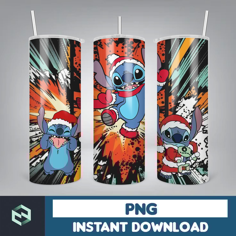 Christmas Stitch Tumbler Wrap, Stitch Sublimation Designs, 20 oz Stitch Tumbler, Cartoon Christmas Tumbler PNG (24).jpg