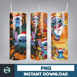 Christmas Stitch Tumbler Wrap, Stitch Sublimation Designs, 20 oz Stitch Tumbler, Cartoon Christmas Tumbler PNG (27)