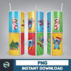 Christmas Stitch Tumbler Wrap, Stitch Sublimation Designs, 20 oz Stitch Tumbler, Cartoon Christmas Tumbler PNG (30)