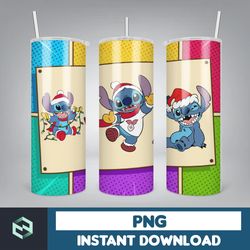 Christmas Stitch Tumbler Wrap, Stitch Sublimation Designs, 20 oz Stitch Tumbler, Cartoon Christmas Tumbler PNG (47)