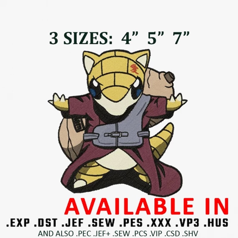 Sandshrew x gaara embroidery design
