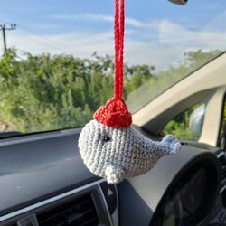 Whale car accessory, Whale keyring plush,Whale keychain, car ornament, Rear view mirror accessories, gift for friends