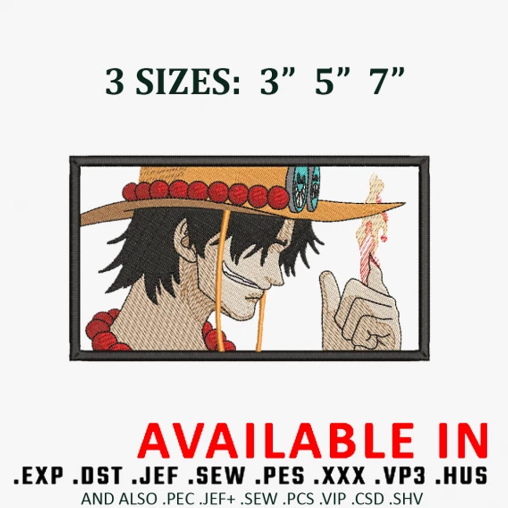 Portgas d ace embroidery design