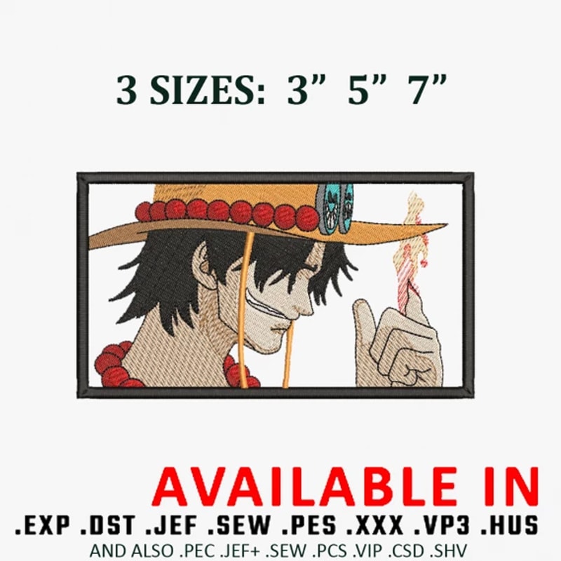 Portgas d ace embroidery design