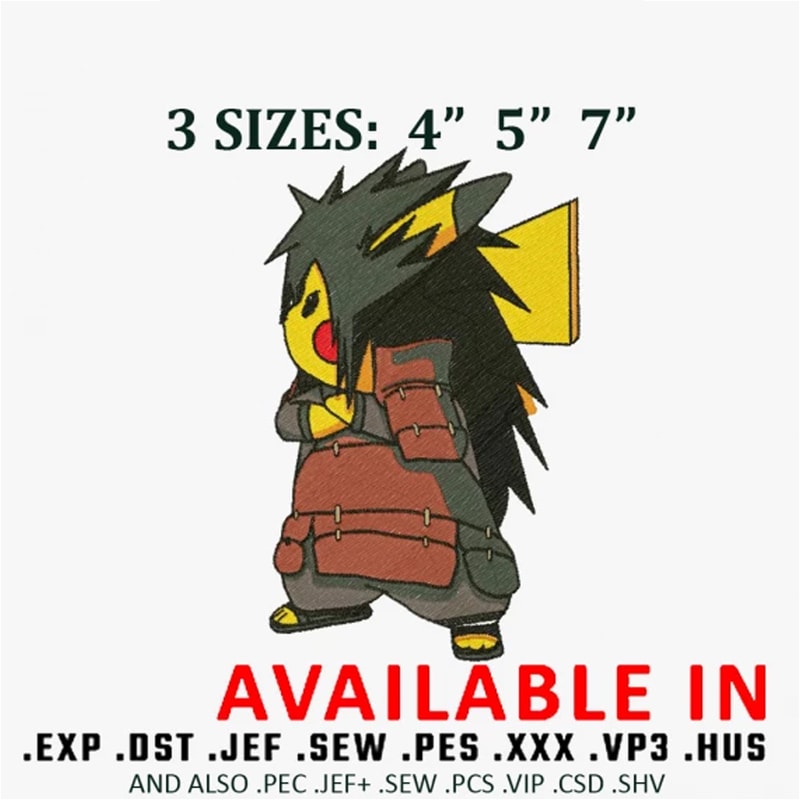 Pikatchu x madara embroidery design