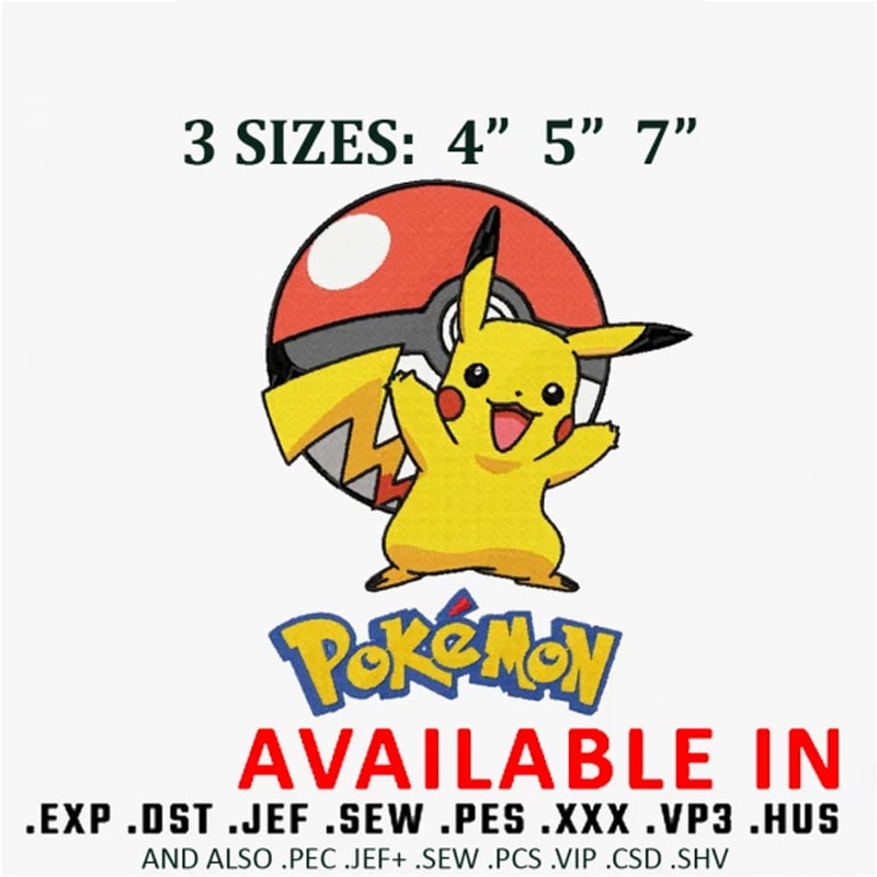 Pokemon ball embroidery design