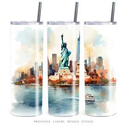 Watercolor New York 20 oz Skinny Tumbler Sublimation Design Digital Download PNG Instant DIGITAL ONLY 20 oz Tumbler Wrap