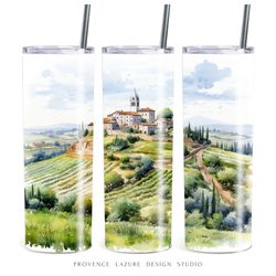 Watercolor Italy Tuscany 20 oz Skinny Tumbler Sublimation Digital Design Instant Download DIGITAL ONLY 20oz Tumbler Wrap