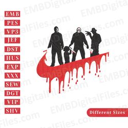 halloween horror movies characters squad nike embroidery file