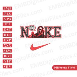 halloween no you hang up ghost face nike embroidery file