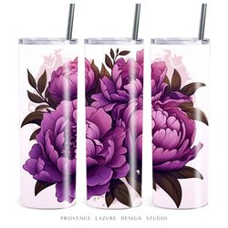 Purple Peonies 20 oz Skinny Tumbler Sublimation Digital Design Instant Download DIGITAL ONLY 20 oz Tumbler Floral Wrap