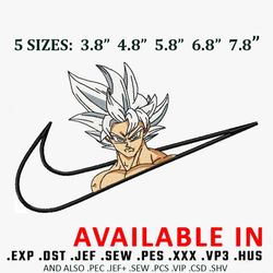 swoosh ultra instinct goku embroidery design, anime shirt, design, embroidered shirt, anime embroidery, digital download