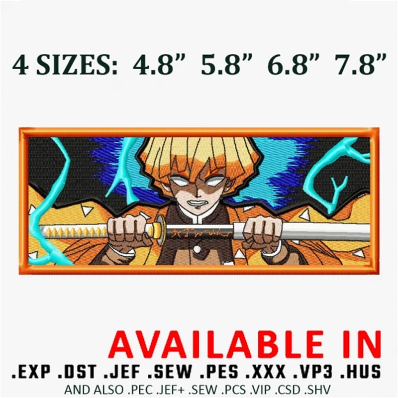 Zenitsu Rectangle Embroidery Design