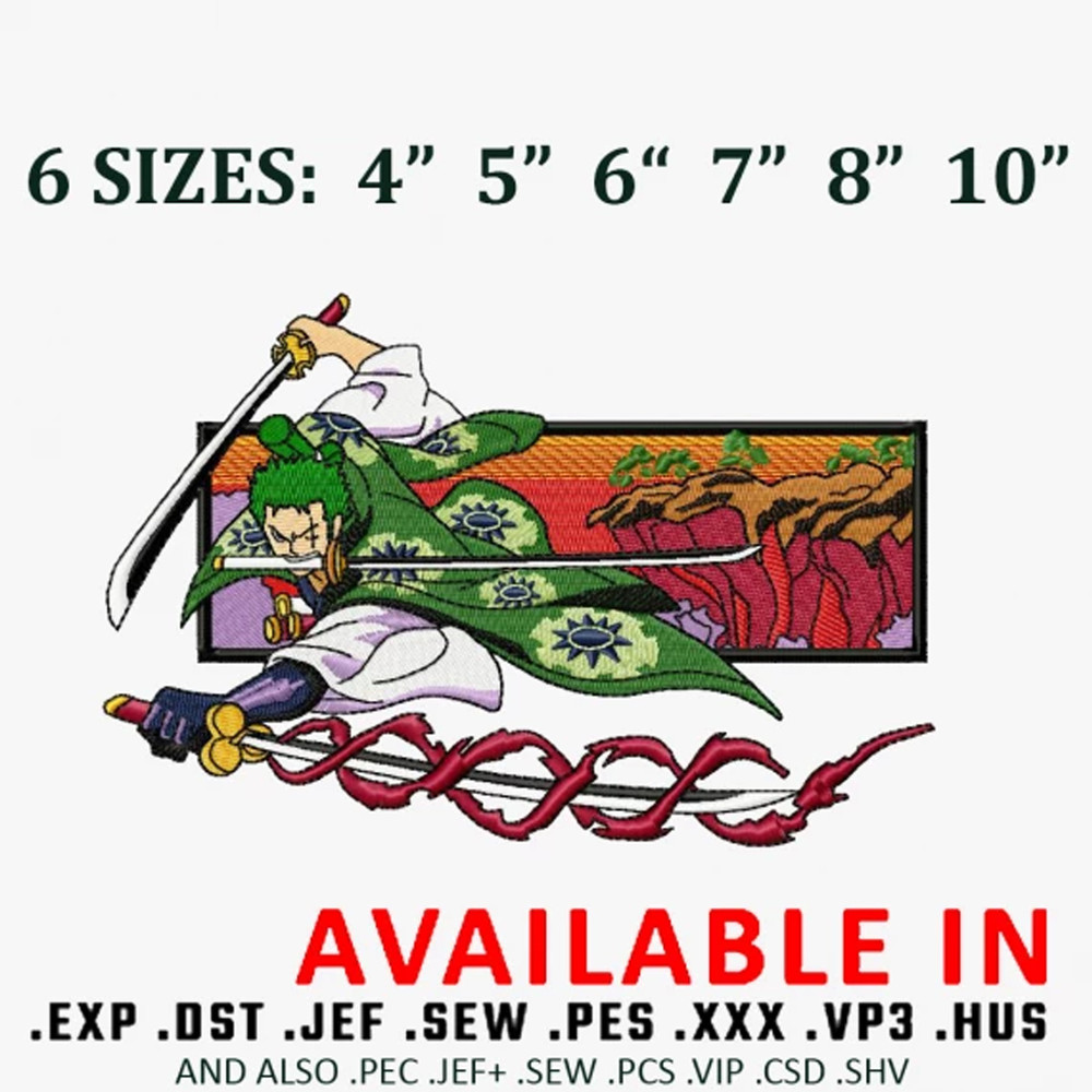 Zoro sword Embroidery Design