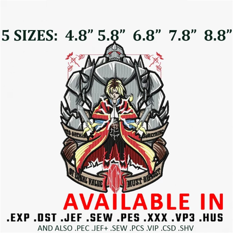 Fullmetal Alchemist Embroidery Design