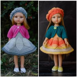 Knitted dress, jacket and beret for Paola Reina doll