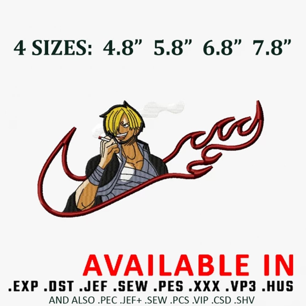 Sanji x logo nike embroidery design