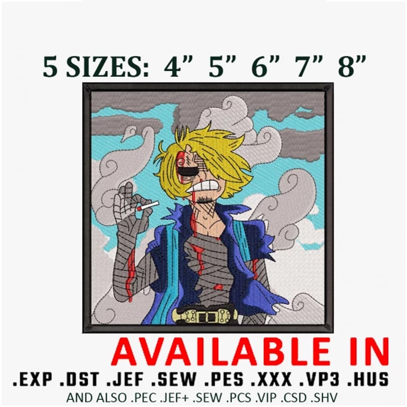 Sanji smoker embroidery design