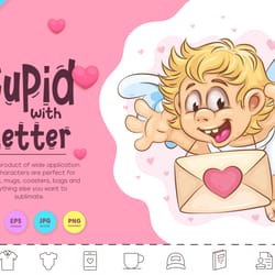 cartoon cupid with letter. clipart
