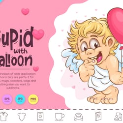 cartoon cupid with balloon. clipart