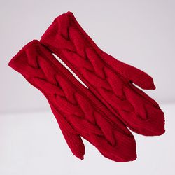 Womens knitted mittens Merino wool mittens Warm winter mittens Mittens for women Beautiful mittens with braids