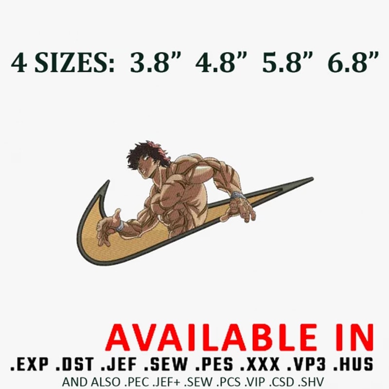 Swoosh x baki fit embroidery design