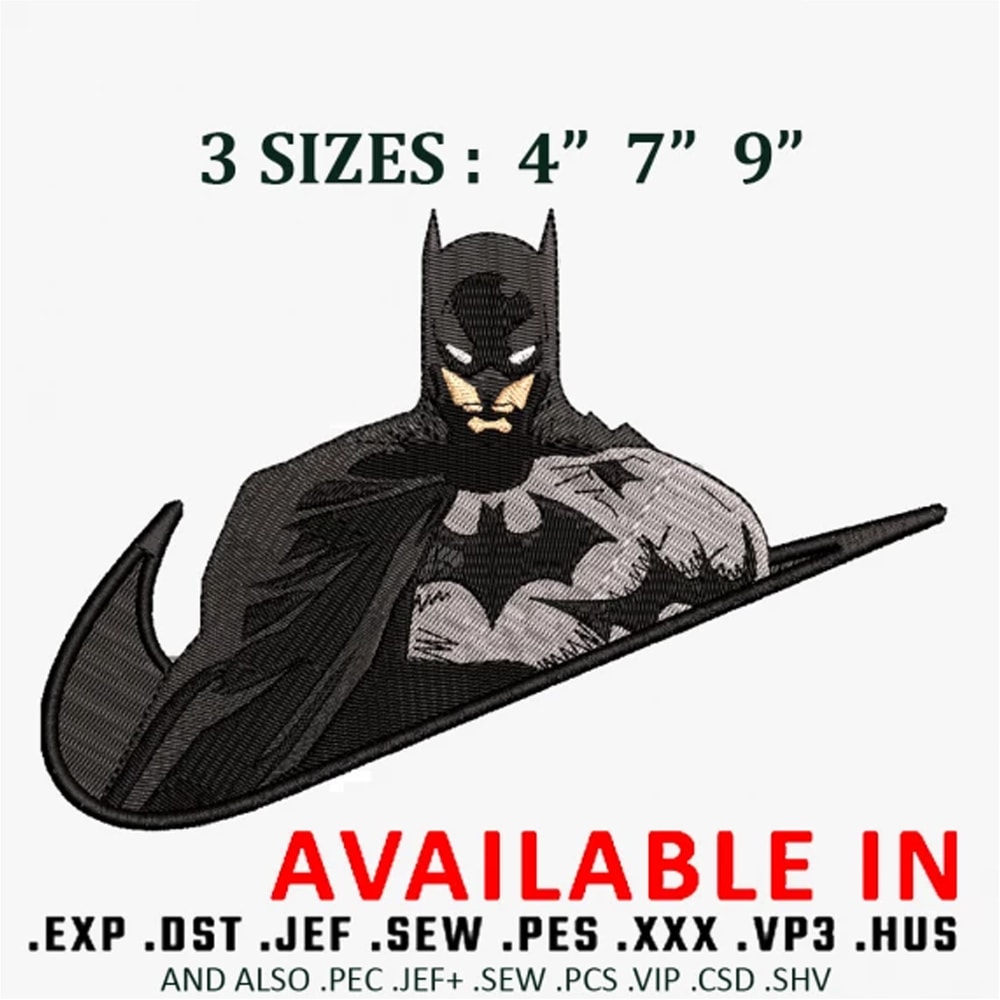 Swoosh x batman embroidery design