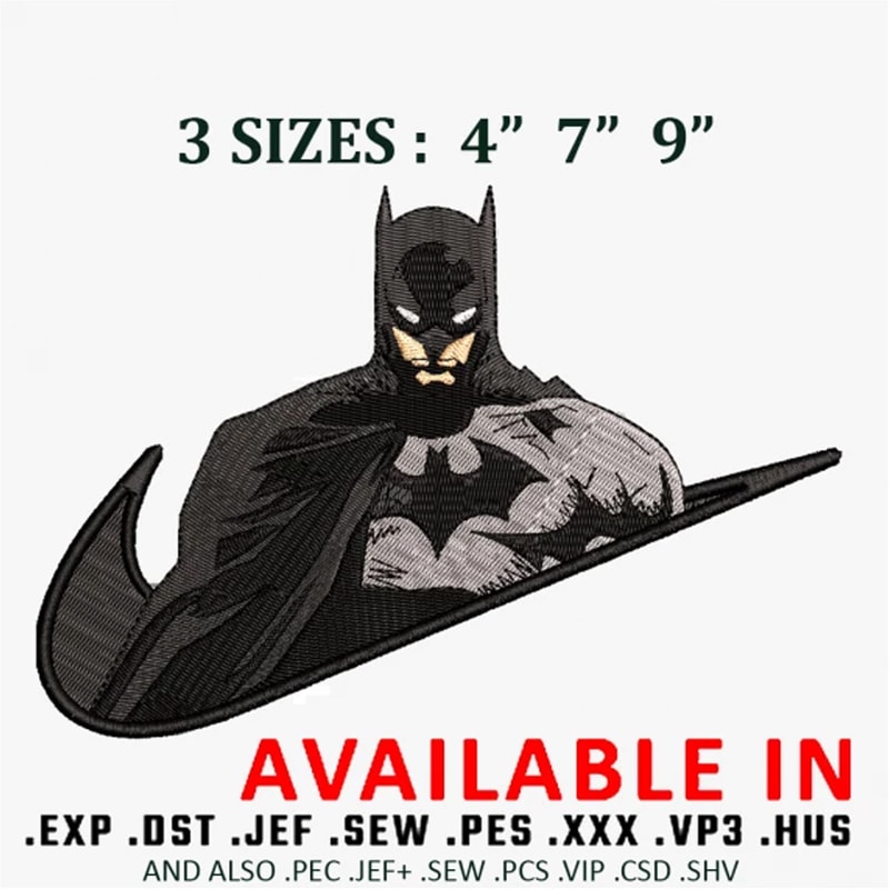 Swoosh x batman embroidery design