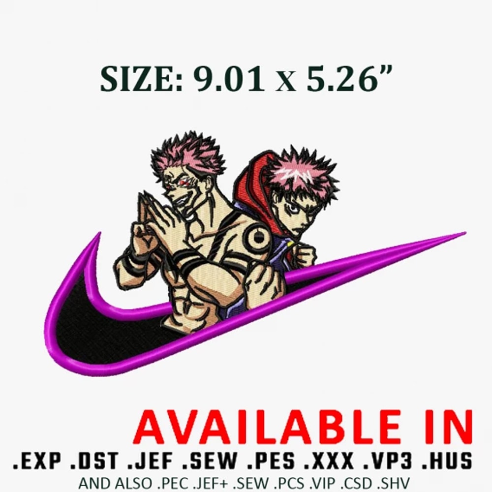Swoosh x sukuna x yuji embroidery design