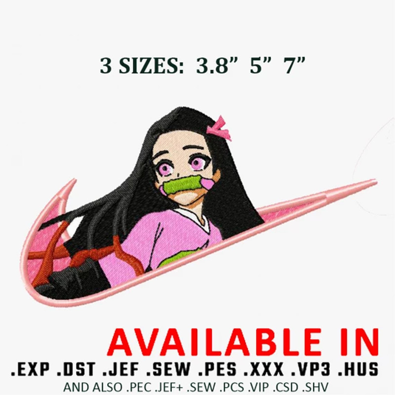 Swoosh x nezuko baby embroidery design