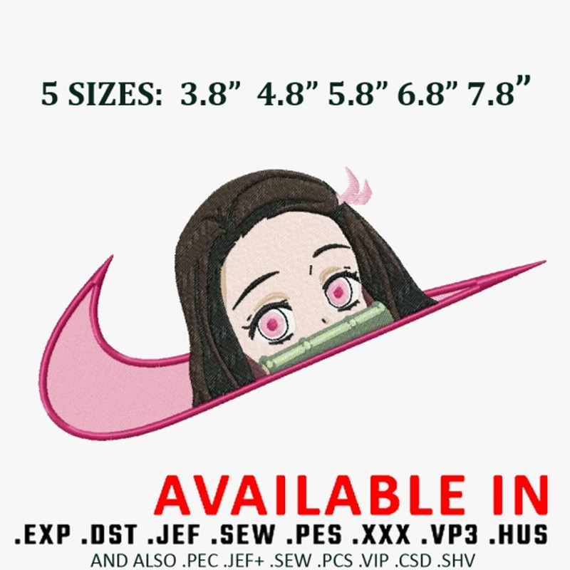 Swoosh x nezuko cute embroidery design