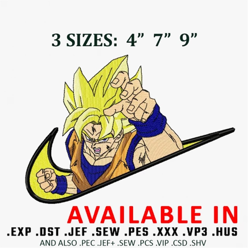 Swoosh x ss goku embroidery design