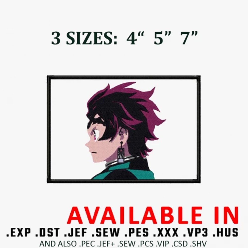 Tanjiro anime embroidery design