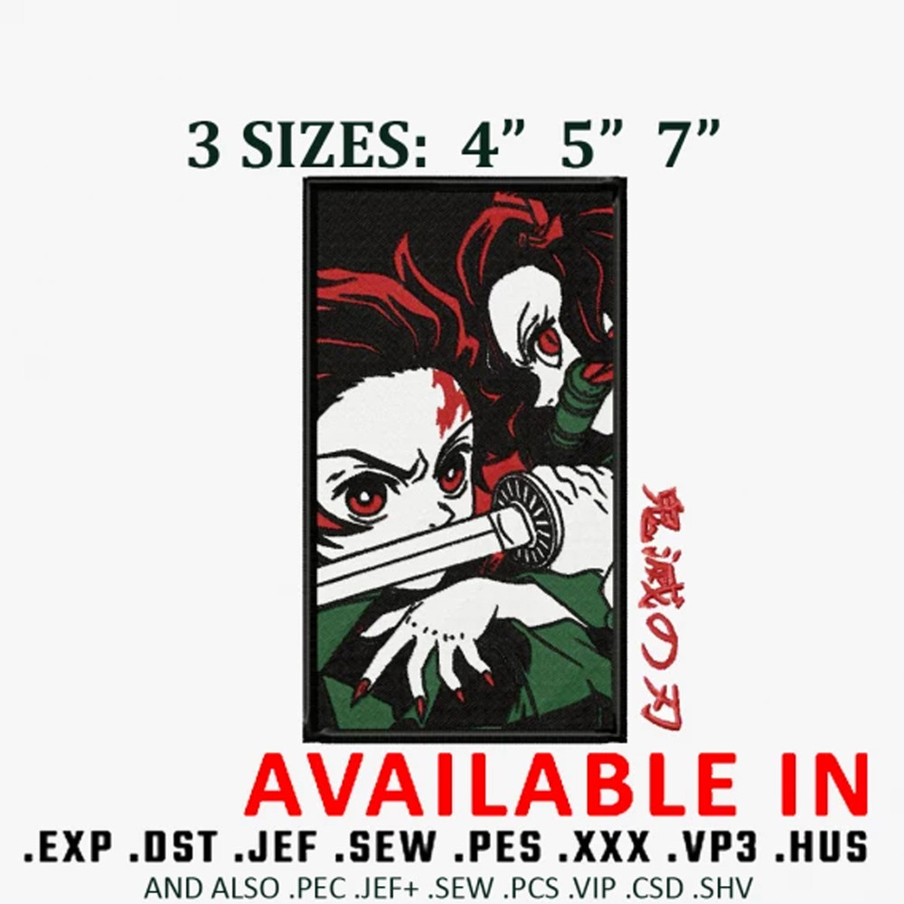 Tanjiro x nezuko embroidery design