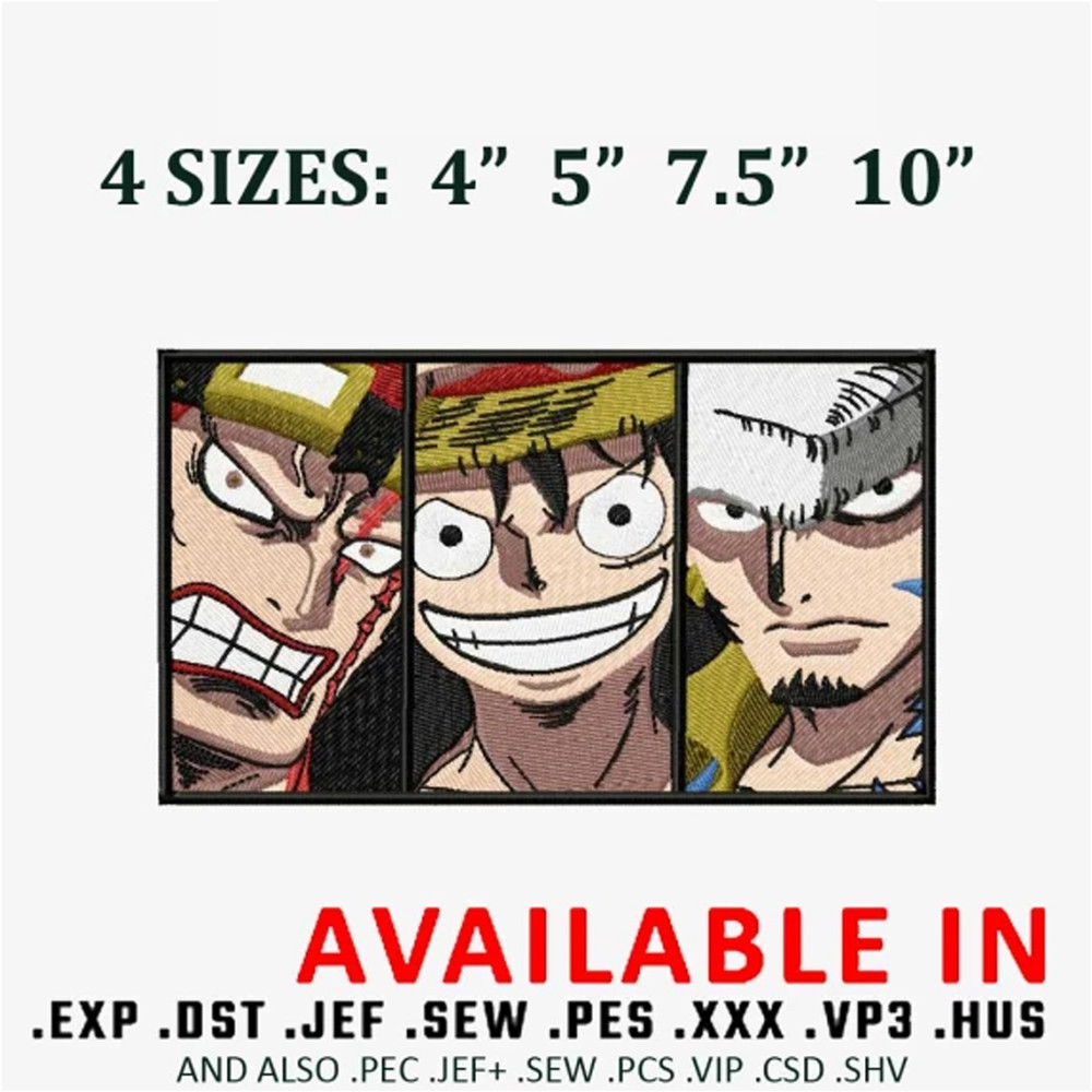 The big 3 one piece embroidery design