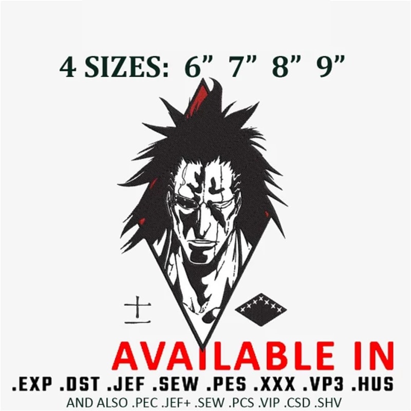 Kenpachi bleach embroidery design